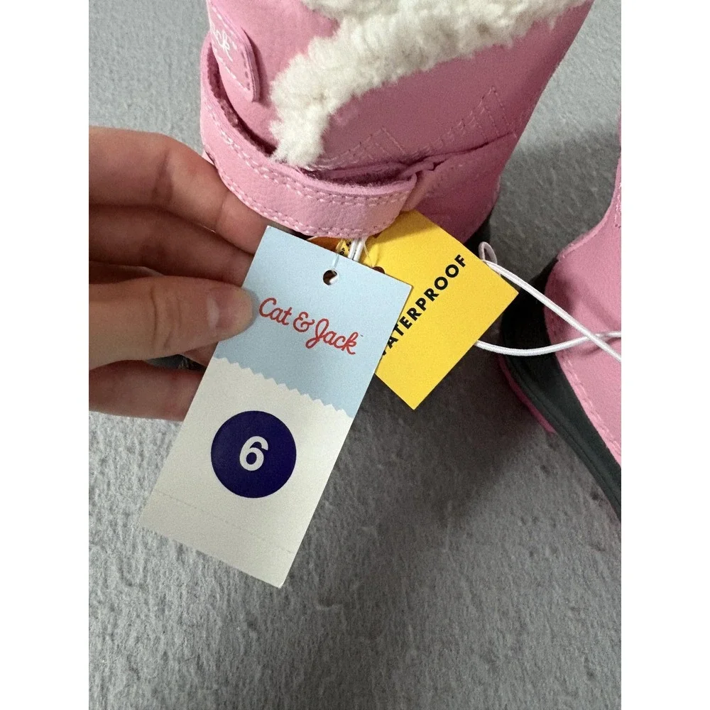 Cat & Jack Boots Girls‎ Size 6 Pink Denver Waterproof Thermolite Faux Fur Lined